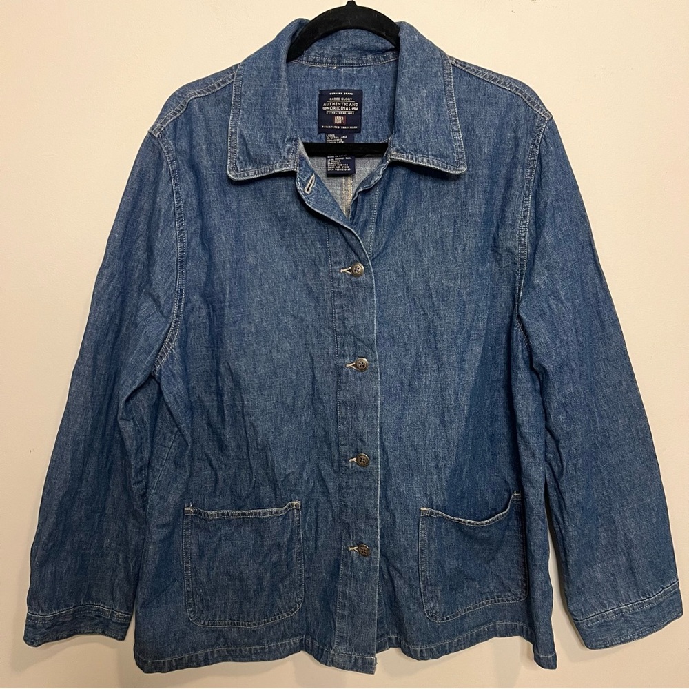Faded Glory Medium Blue Denim Jacket with Patch Pockets